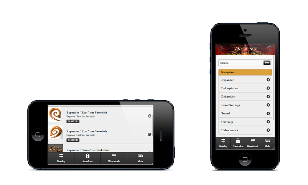 Anasiring - Webdesign - Onlineshop - Smartphone