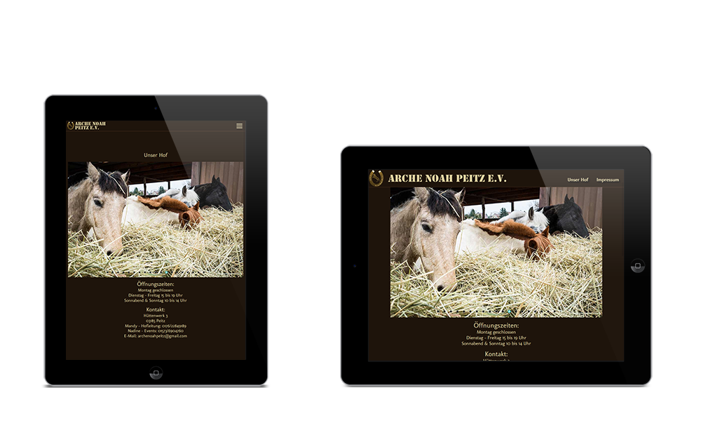 Arche Noah Peitz - Webdesign - Tablet