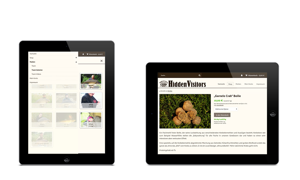 Hiddenvisitors - Webdesign - Onlineshop - Tablet