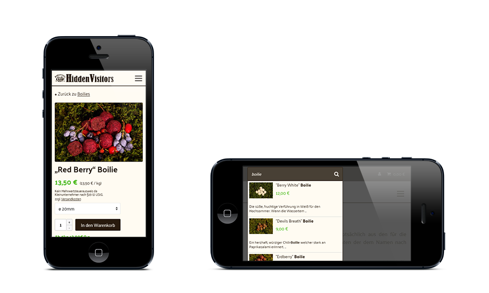 Hiddenvisitors - Webdesign - Onlineshop - Smartphone