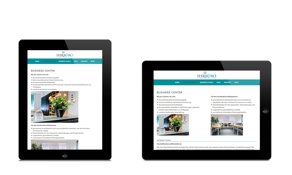 Ihr Büro Business GmbH - Webdesign - Tablet