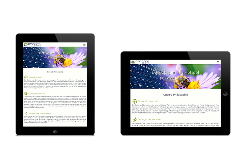 Procon-Solar - Webdesign - Tablet