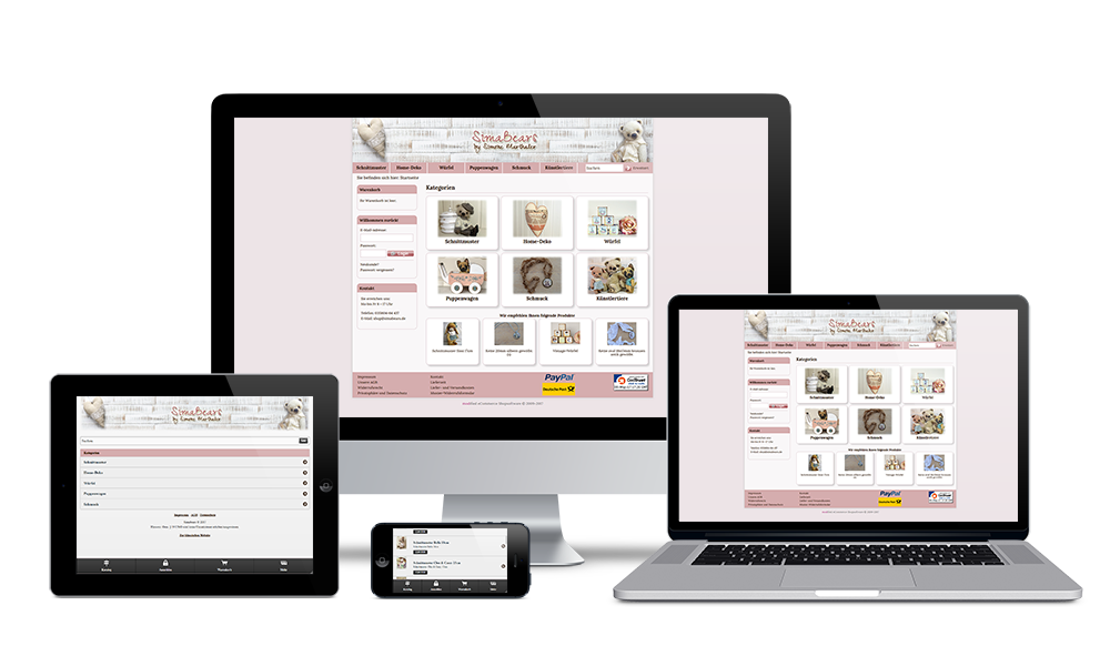 Simabears - Webdesign - Onlineshop